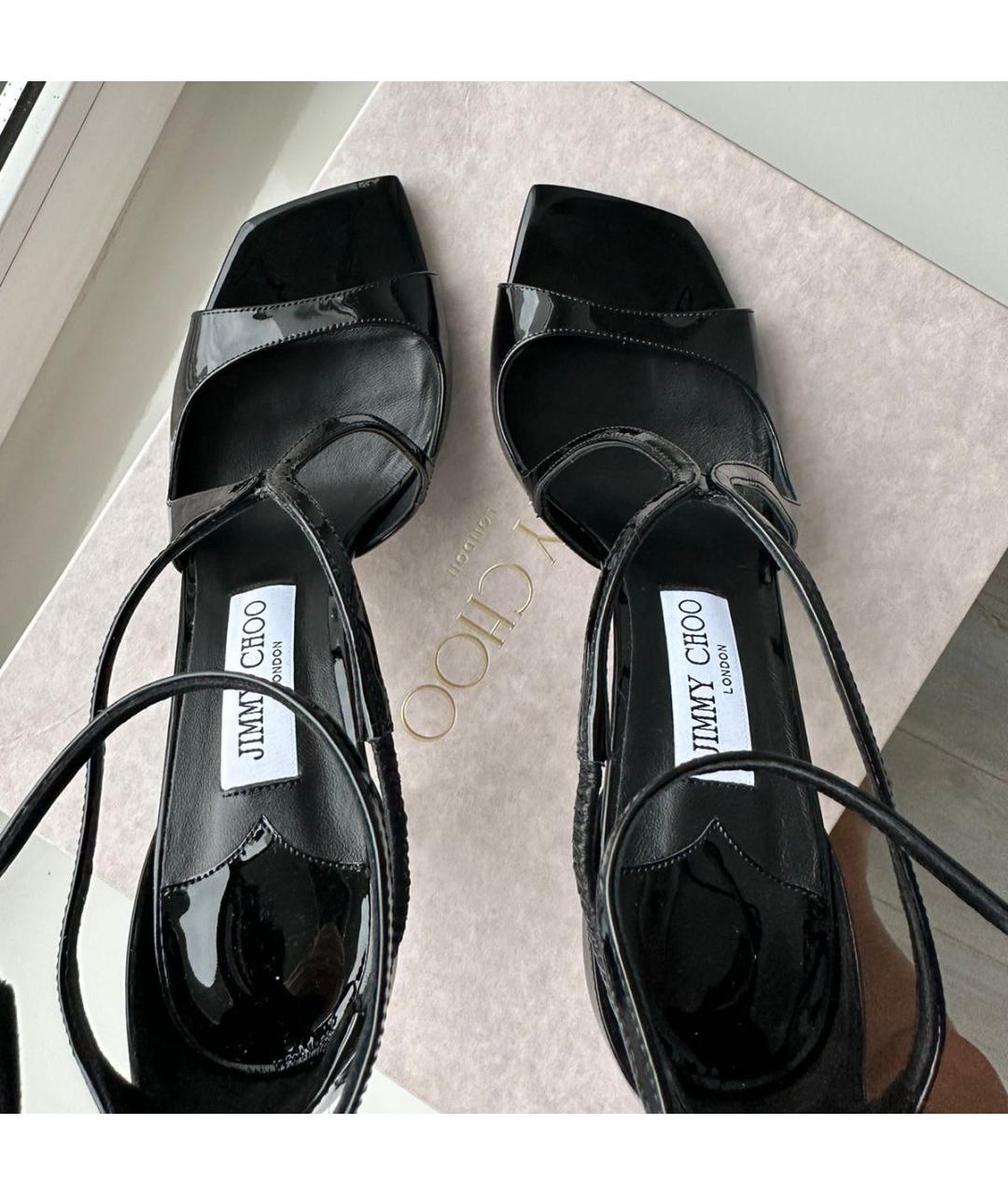 JIMMY CHOO Черные босоножки из лакированной кожи, фото 3