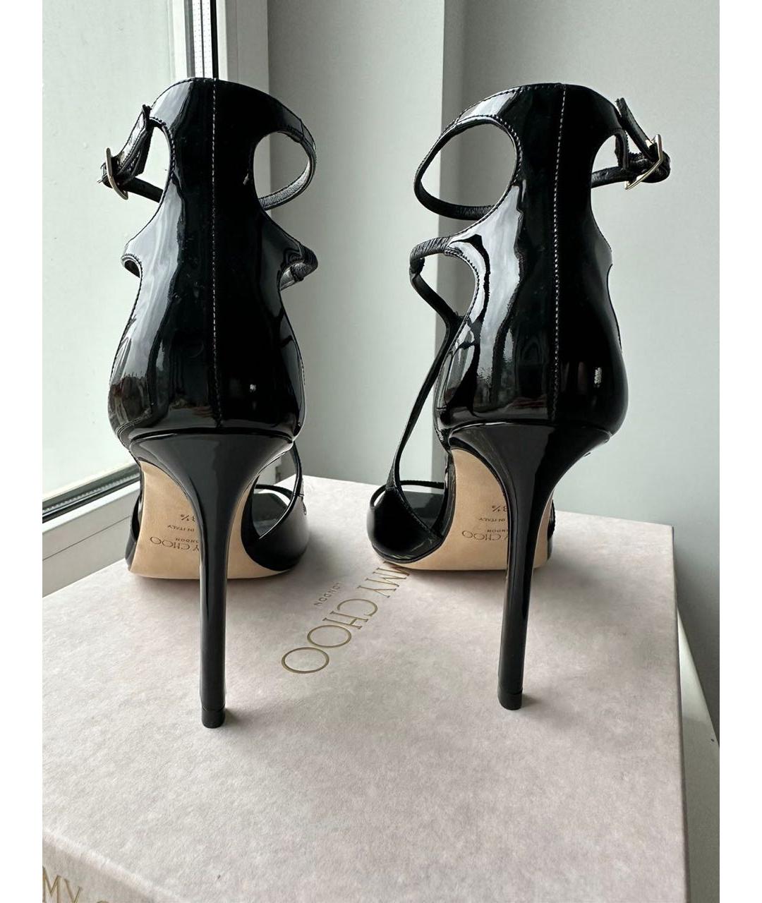 JIMMY CHOO Черные босоножки из лакированной кожи, фото 4