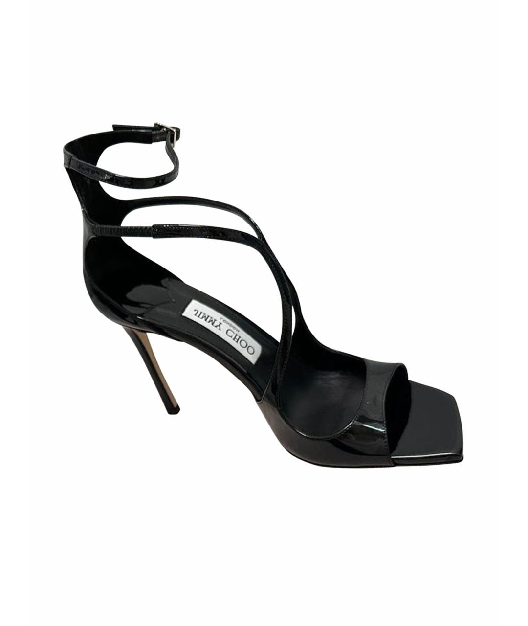 JIMMY CHOO Черные босоножки из лакированной кожи, фото 1