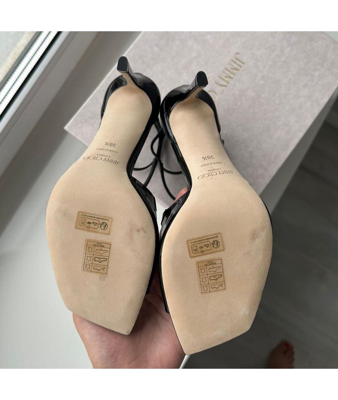 JIMMY CHOO Черные босоножки из лакированной кожи, фото 7