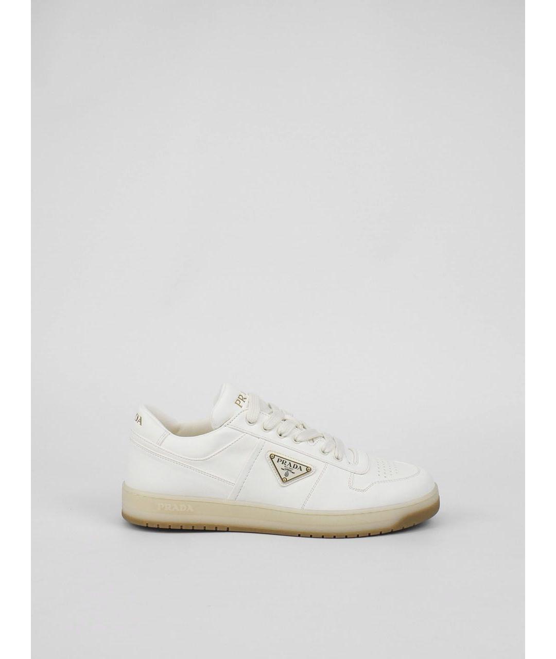 PRADA Белые кожаные низкие кроссовки / кеды, фото 9