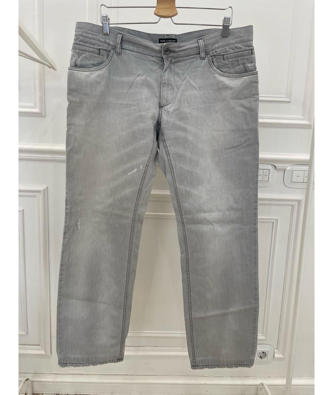 DOLCE&GABBANA Серые хлопковые прямые джинсы, фото 6