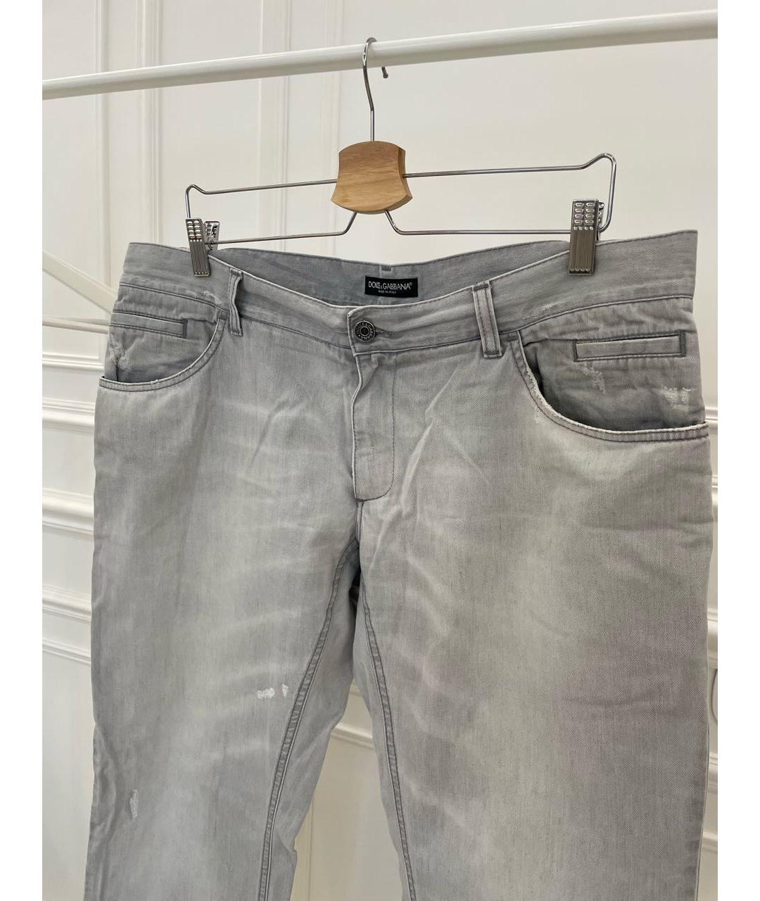 DOLCE&GABBANA Серые хлопковые прямые джинсы, фото 3