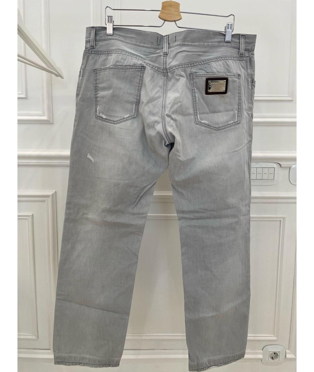 DOLCE&GABBANA Серые хлопковые прямые джинсы, фото 2