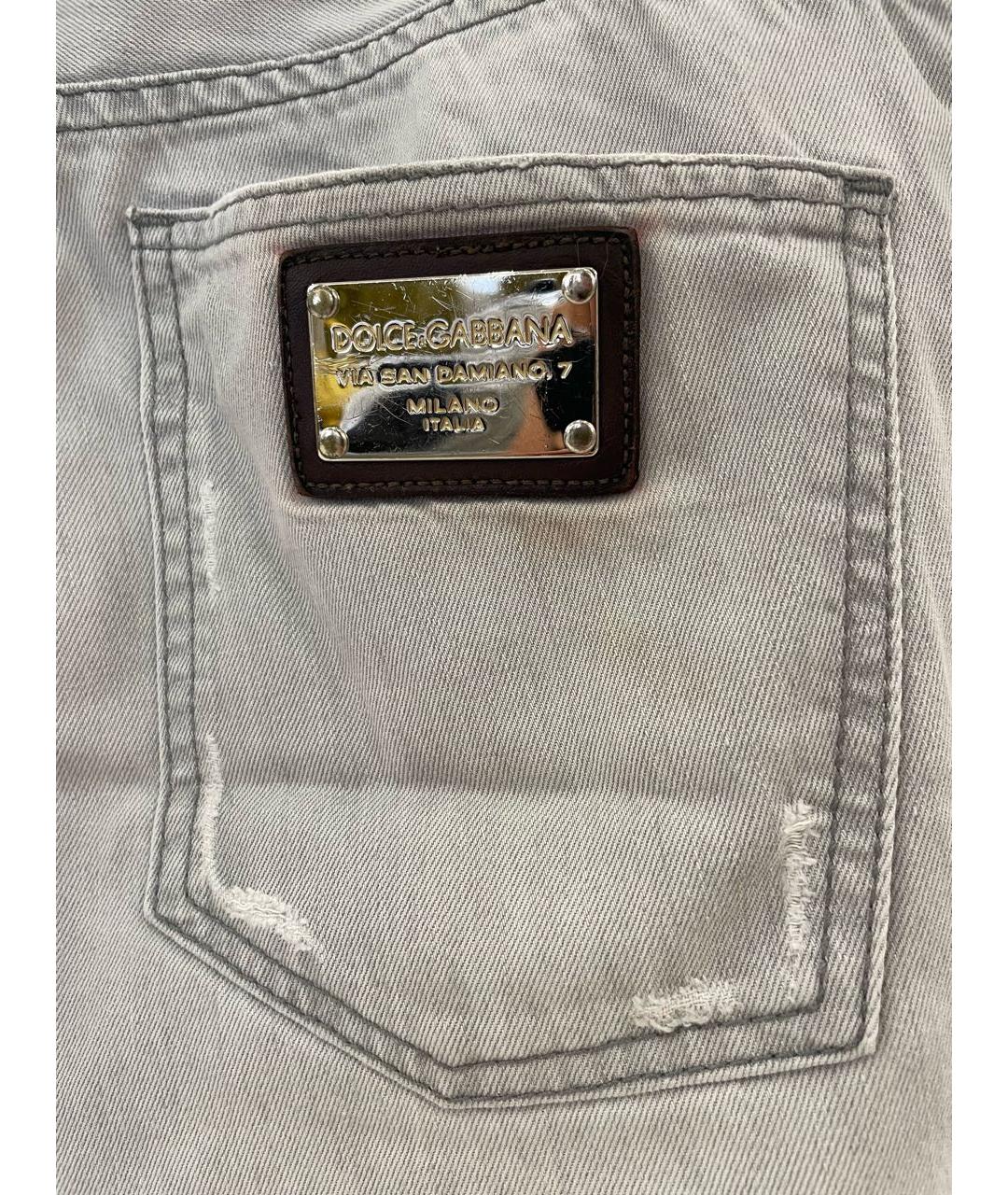 DOLCE&GABBANA Серые хлопковые прямые джинсы, фото 5