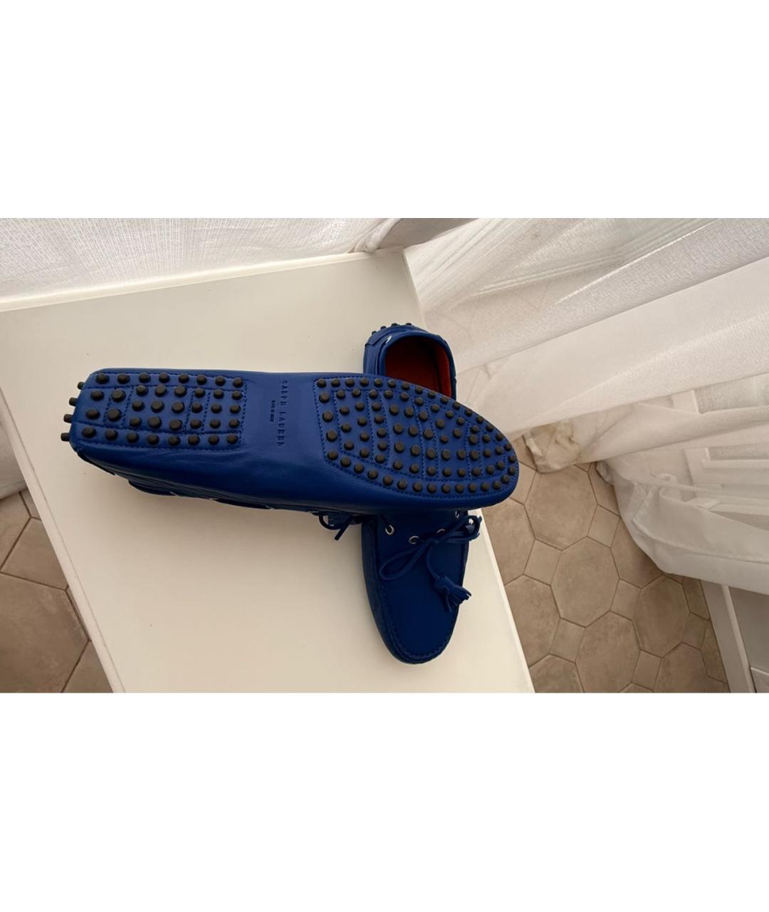 RALPH LAUREN Синие кожаные мокасины, фото 4