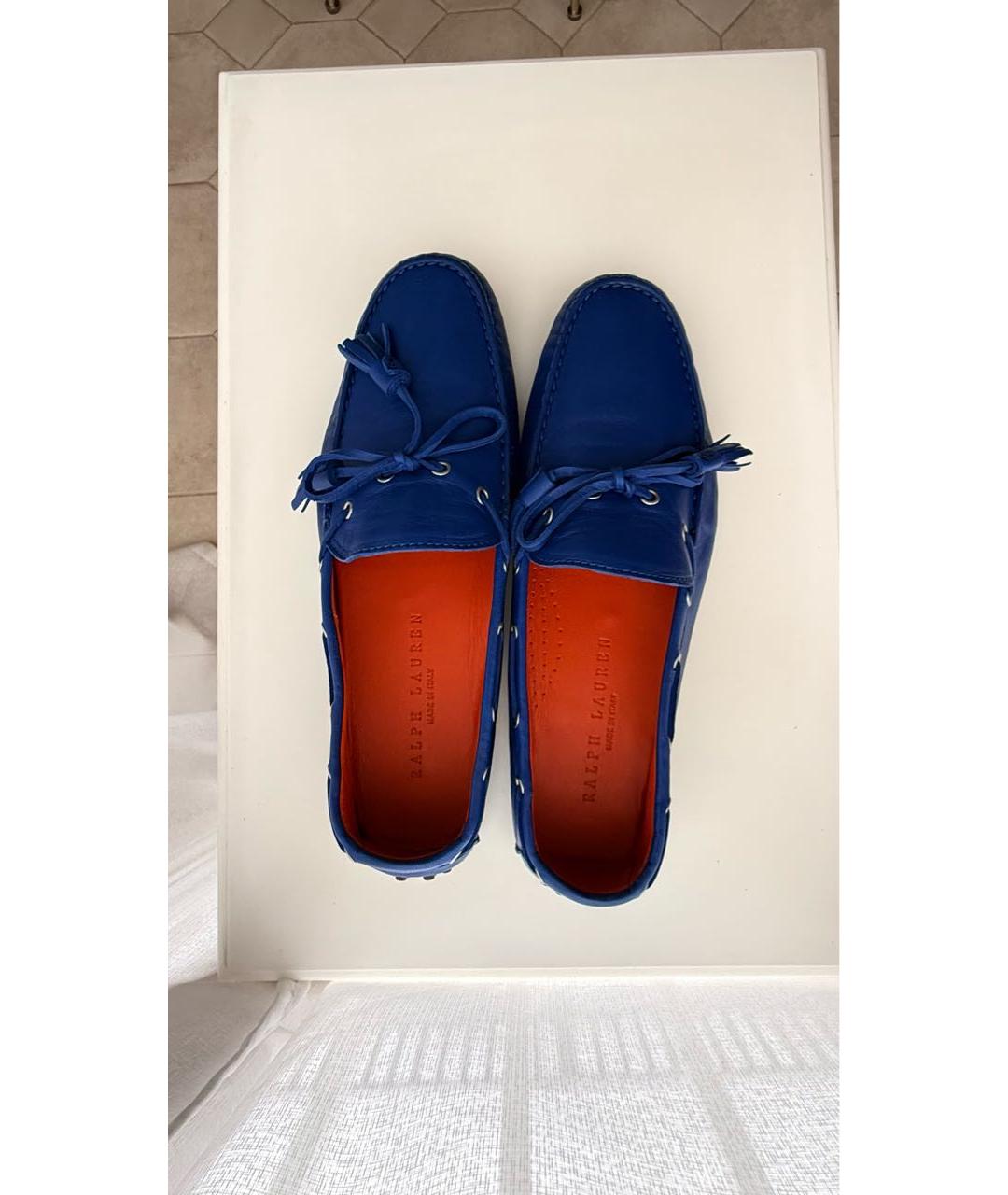 RALPH LAUREN Синие кожаные мокасины, фото 3