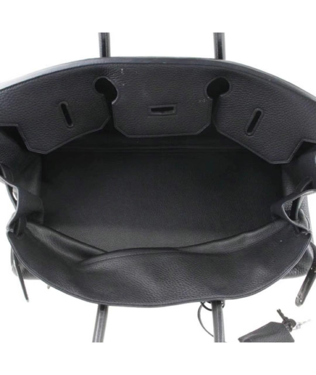 HERMES Черная кожаная сумка с короткими ручками, фото 4