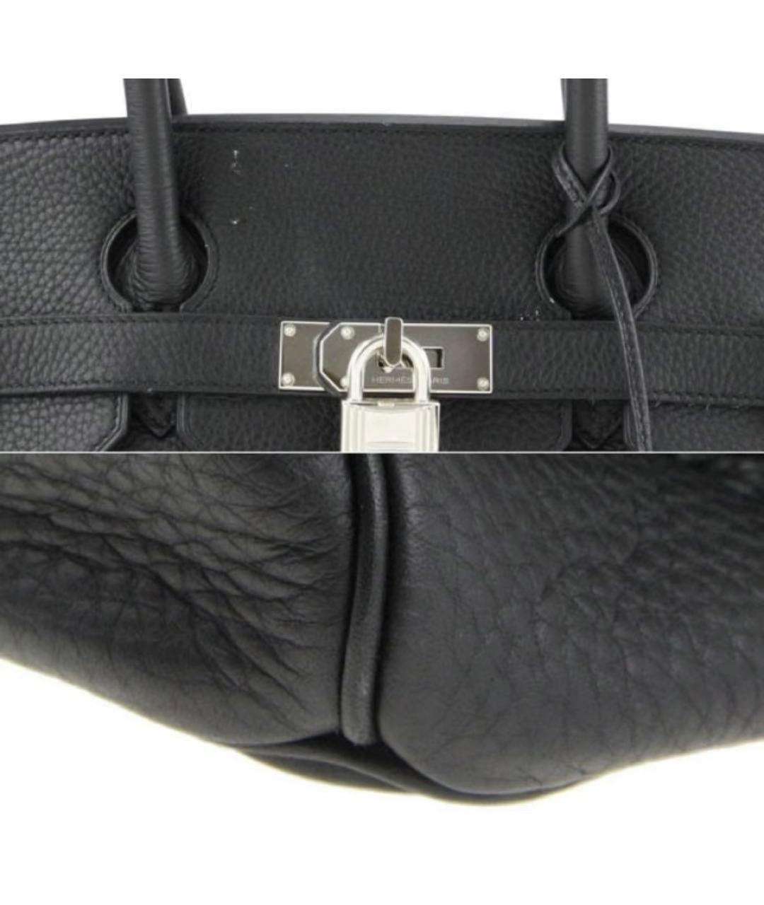 HERMES Черная кожаная сумка с короткими ручками, фото 3