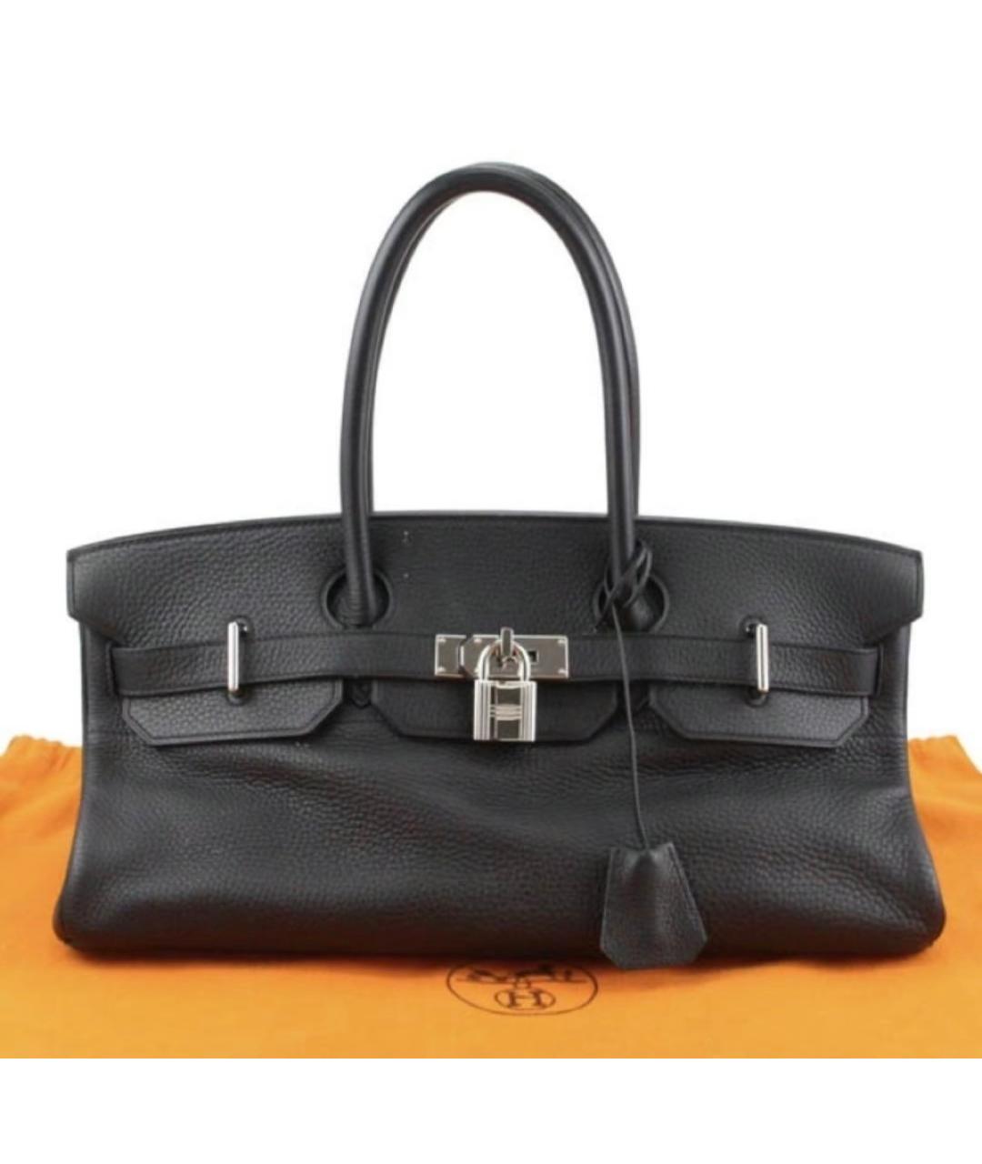 HERMES Черная кожаная сумка с короткими ручками, фото 9