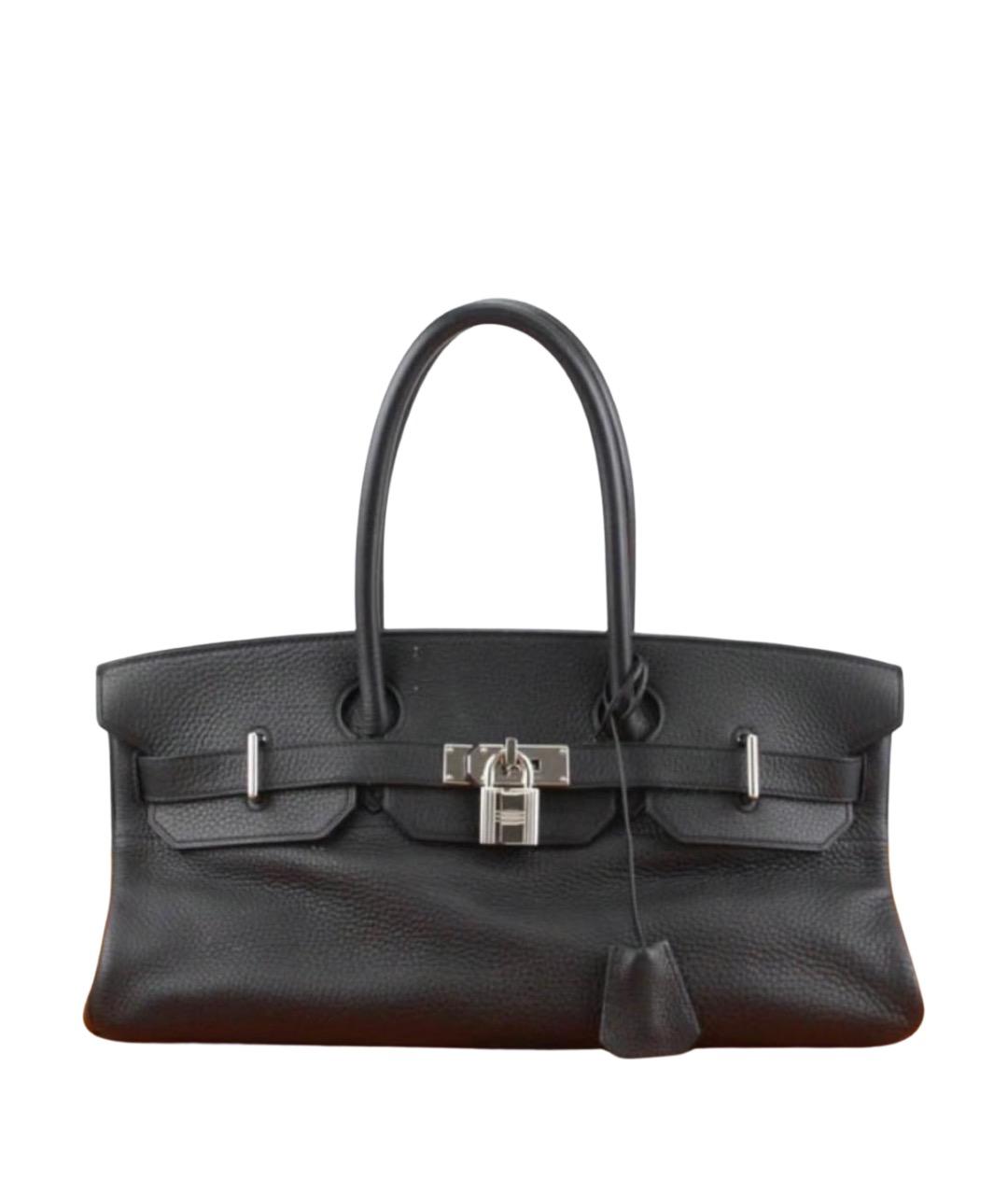 HERMES Черная кожаная сумка с короткими ручками, фото 1