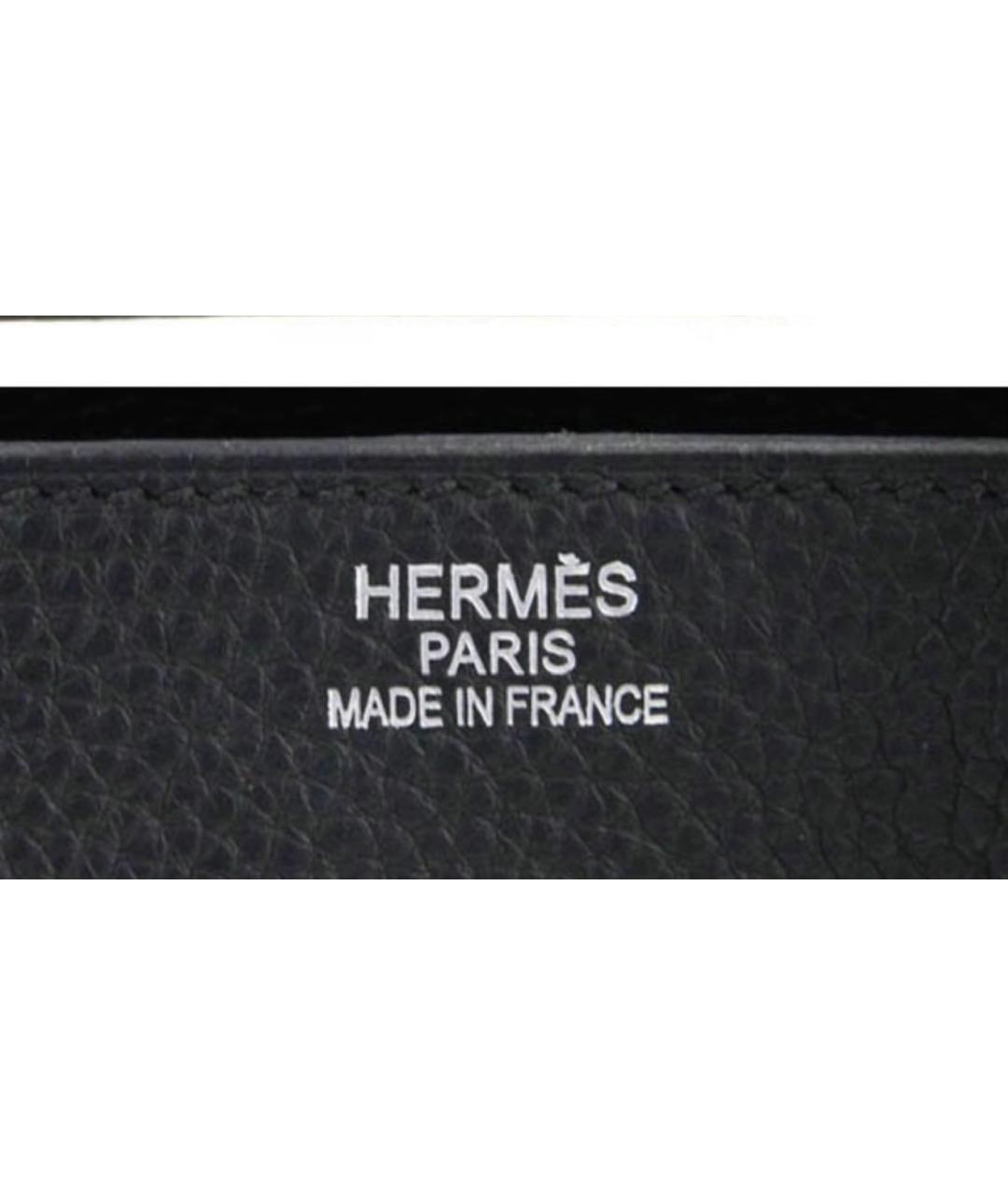 HERMES Черная кожаная сумка с короткими ручками, фото 6