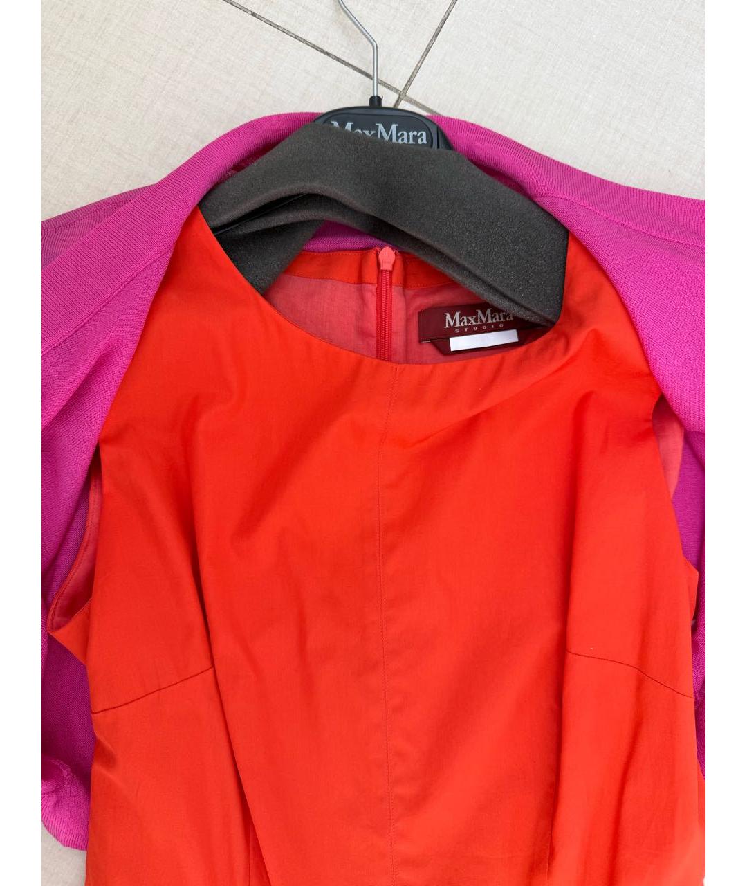MAX MARA STUDIO Красное хлопковое повседневное платье, фото 3