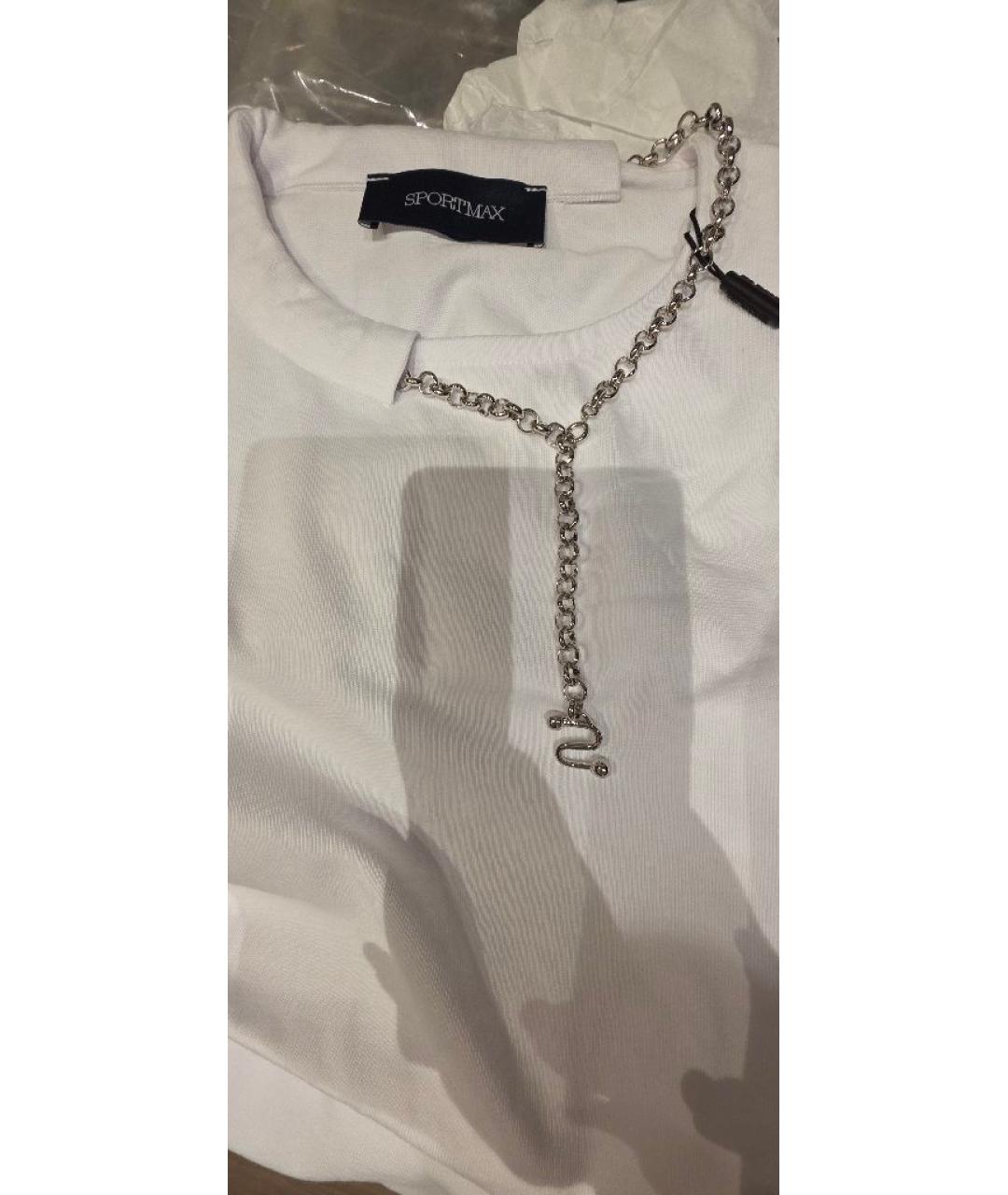 SPORTMAX Белая хлопковая футболка, фото 4
