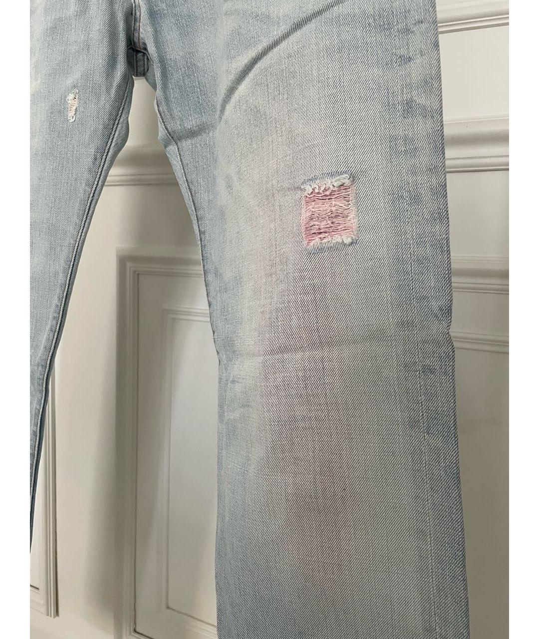 ARMANI JEANS Голубые хлопковые прямые джинсы, фото 5