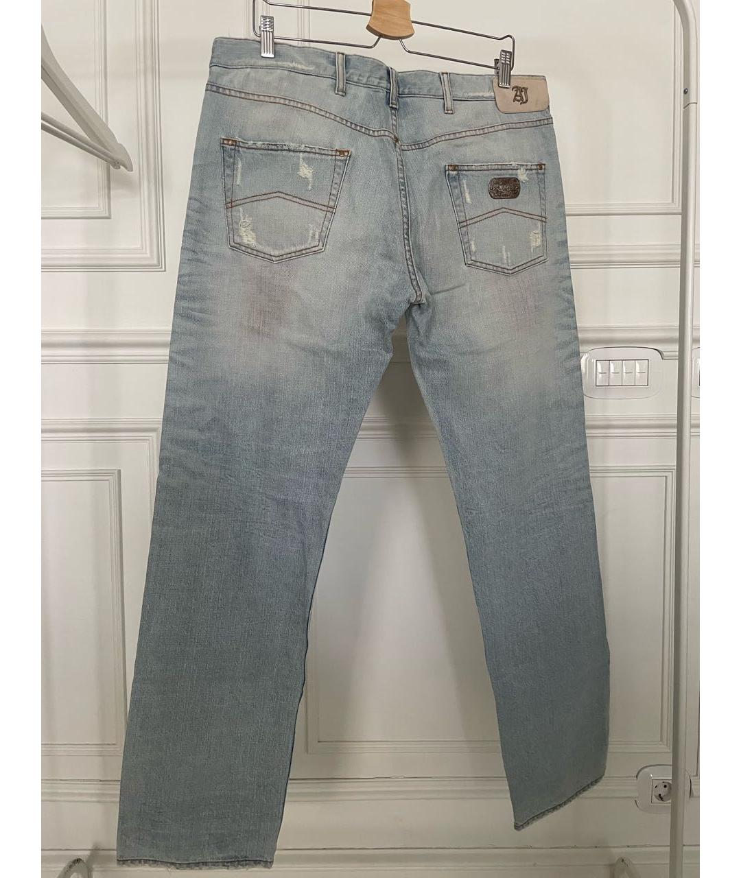 ARMANI JEANS Голубые хлопковые прямые джинсы, фото 2