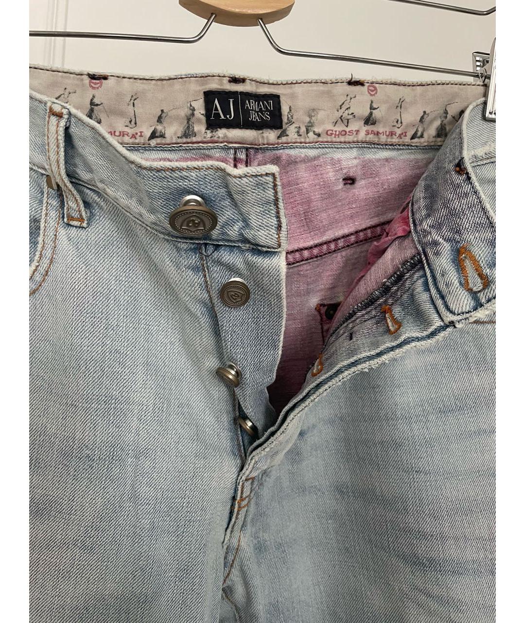 ARMANI JEANS Голубые хлопковые прямые джинсы, фото 3