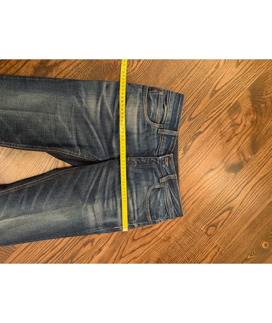 GUCCI Темно-синие хлопко-эластановые джинсы клеш, фото 7