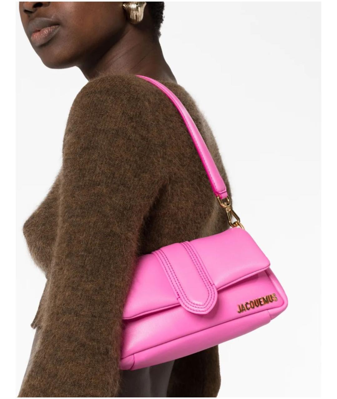 JACQUEMUS Розовая кожаная сумка через плечо, фото 3