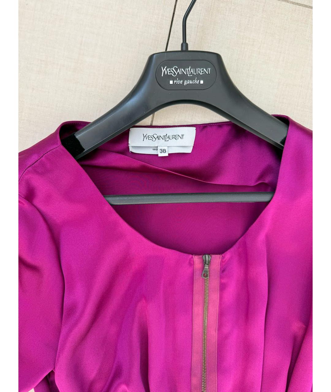 SAINT LAURENT Фуксия шелковое вечернее платье, фото 3