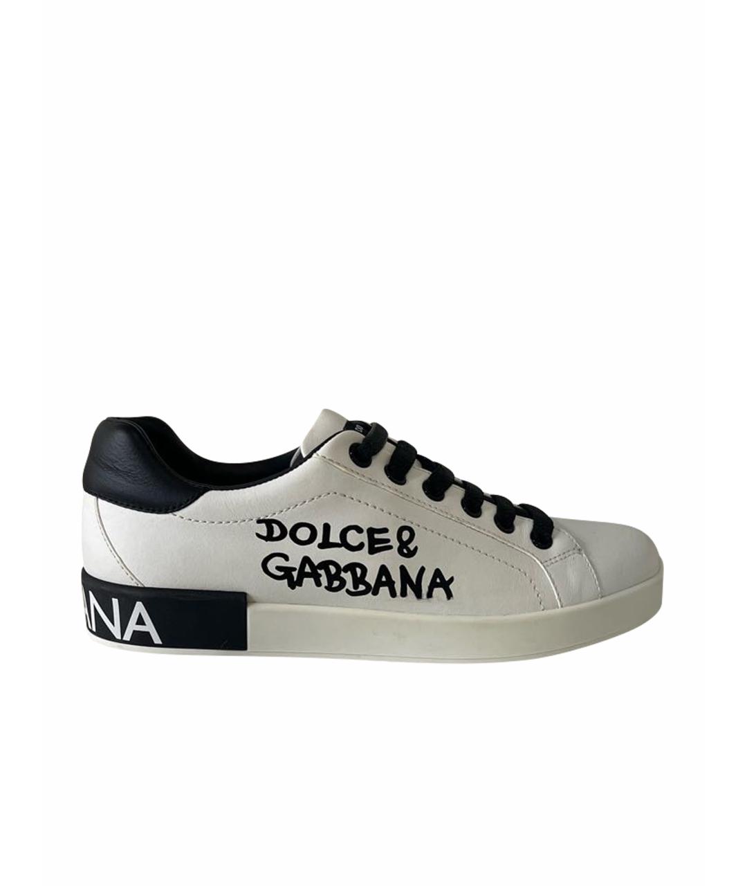 DOLCE&GABBANA Белые кожаные кеды, фото 1