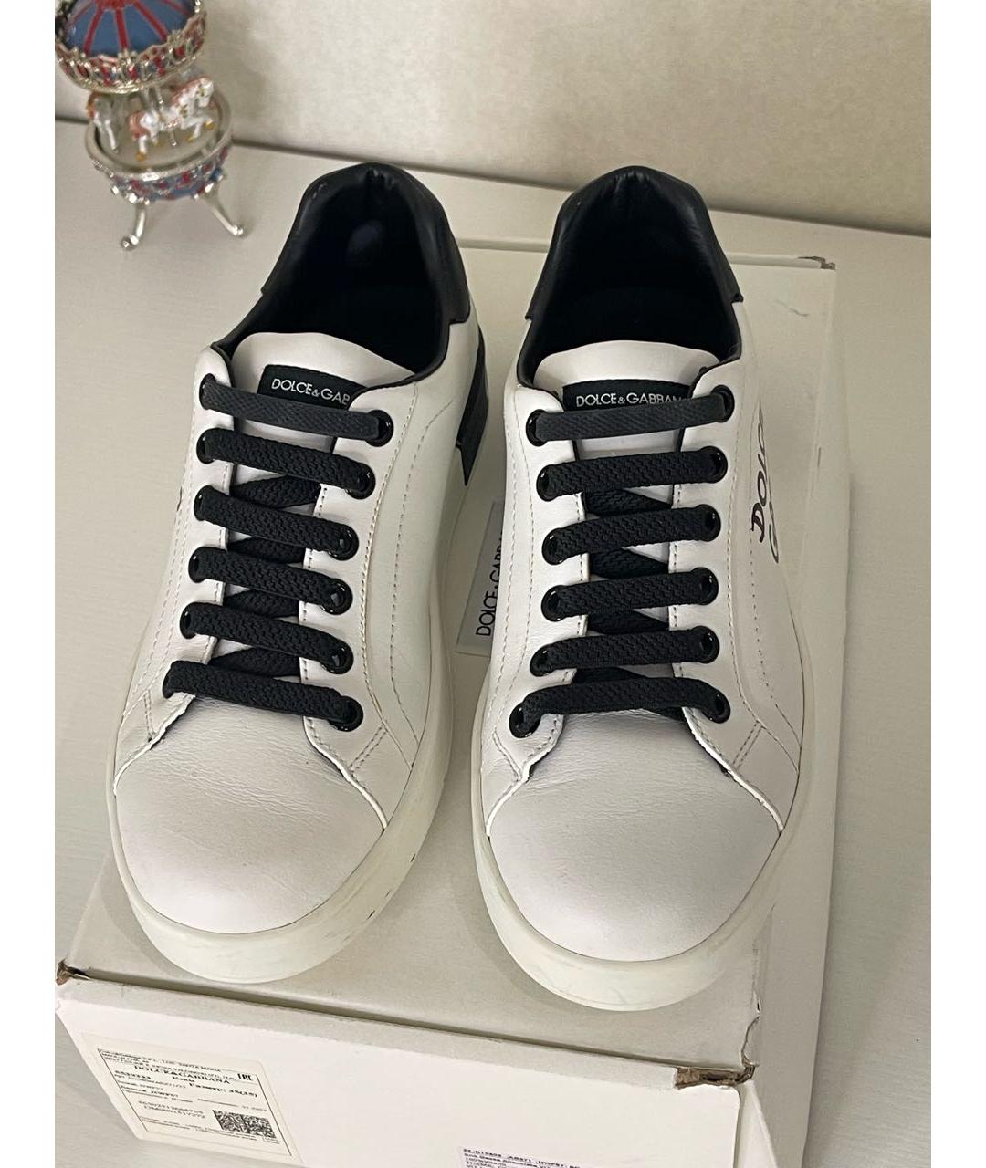 DOLCE&GABBANA Белые кожаные кеды, фото 2