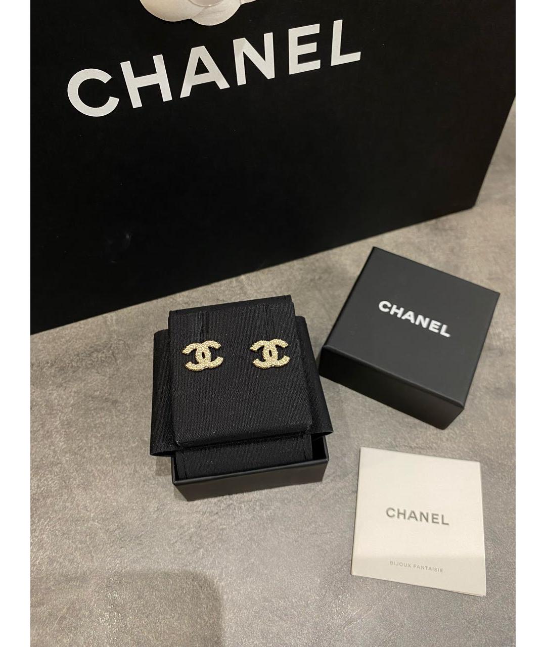 CHANEL Золотые металлические серьги, фото 2