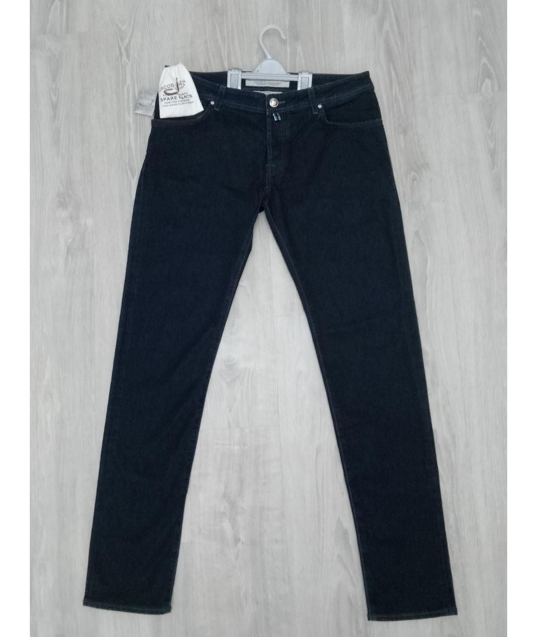 JACOB COHEN Темно-синие хлопко-полиэстеровые прямые джинсы, фото 5