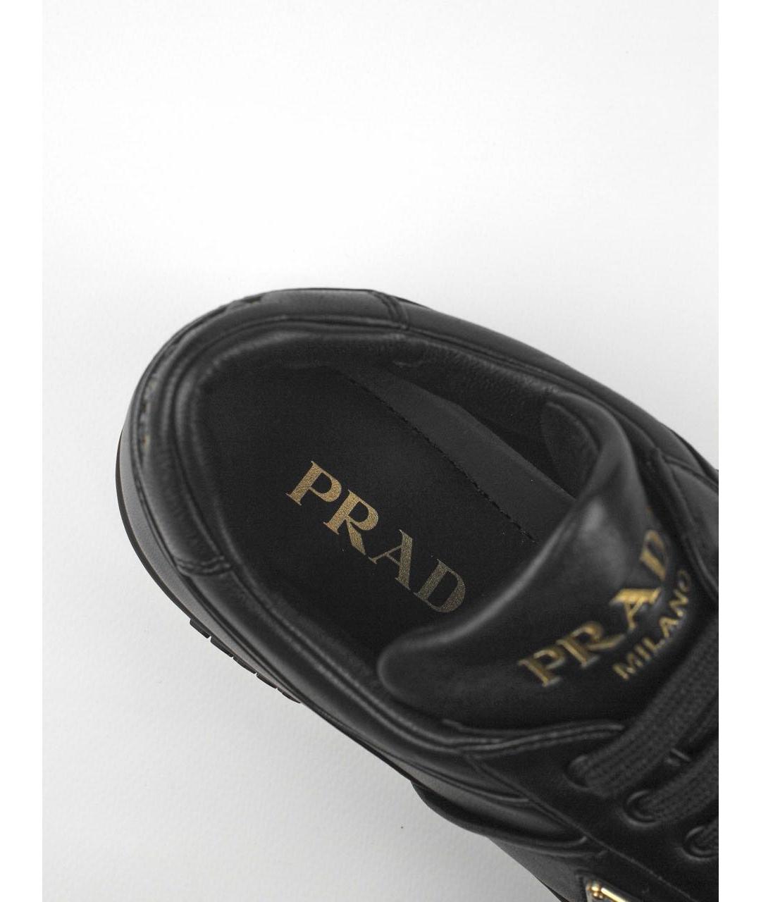 PRADA Черные кожаные низкие кроссовки / кеды, фото 7