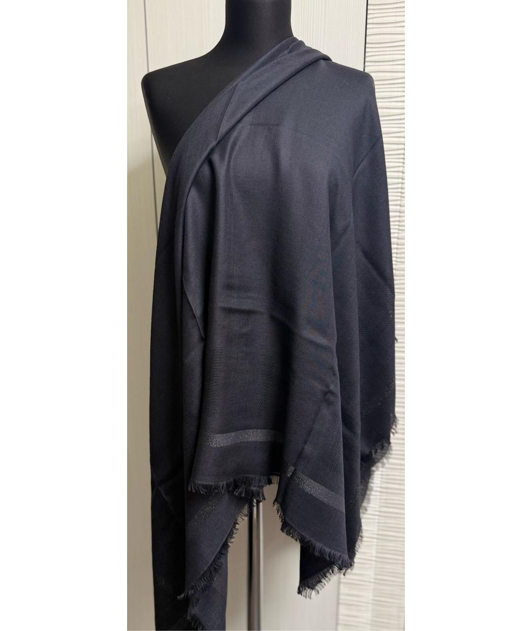 CHANEL Черный шерстяной платок, фото 6