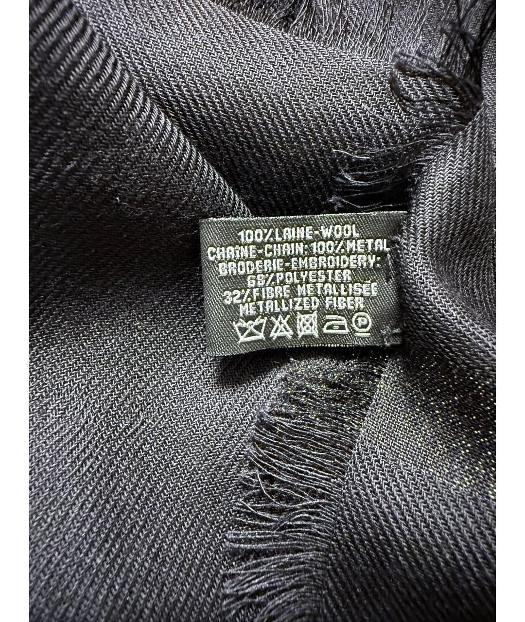 CHANEL Черный шерстяной платок, фото 5