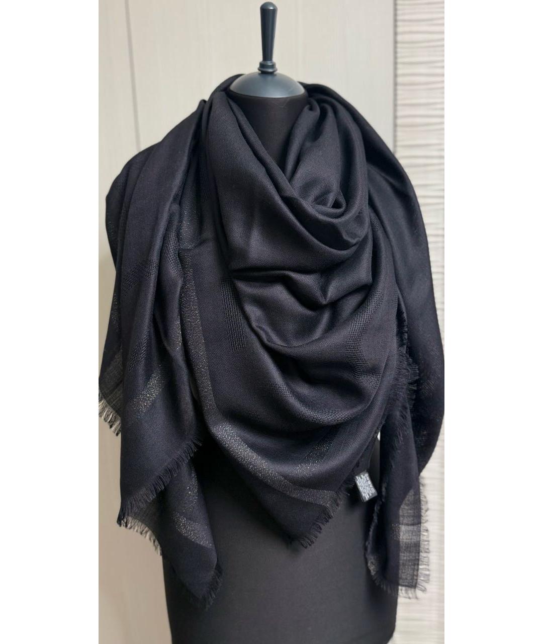CHANEL Черный шерстяной платок, фото 9
