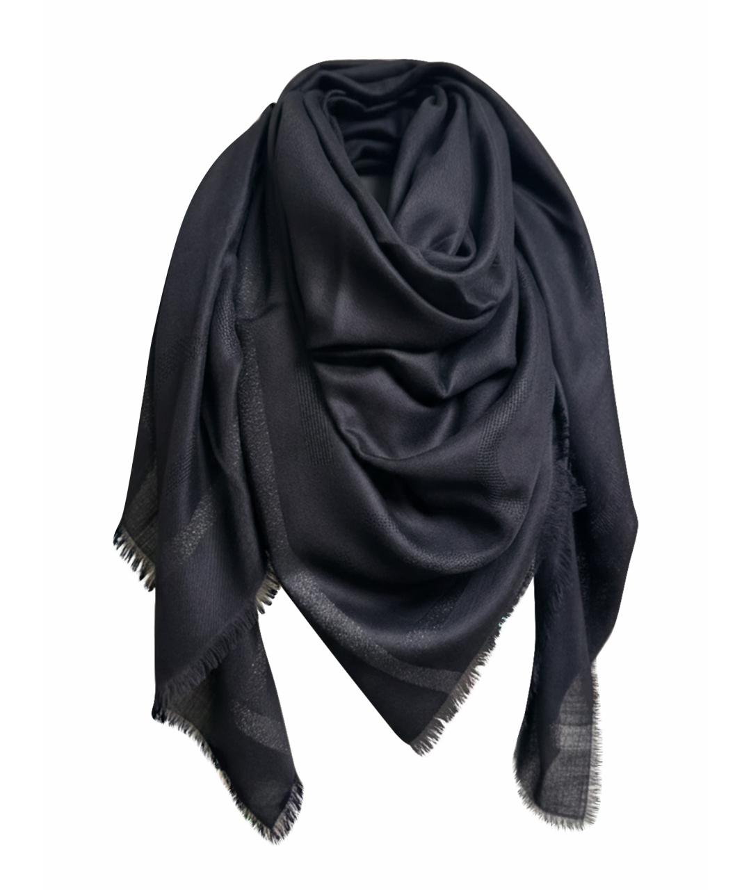 CHANEL Черный шерстяной платок, фото 1