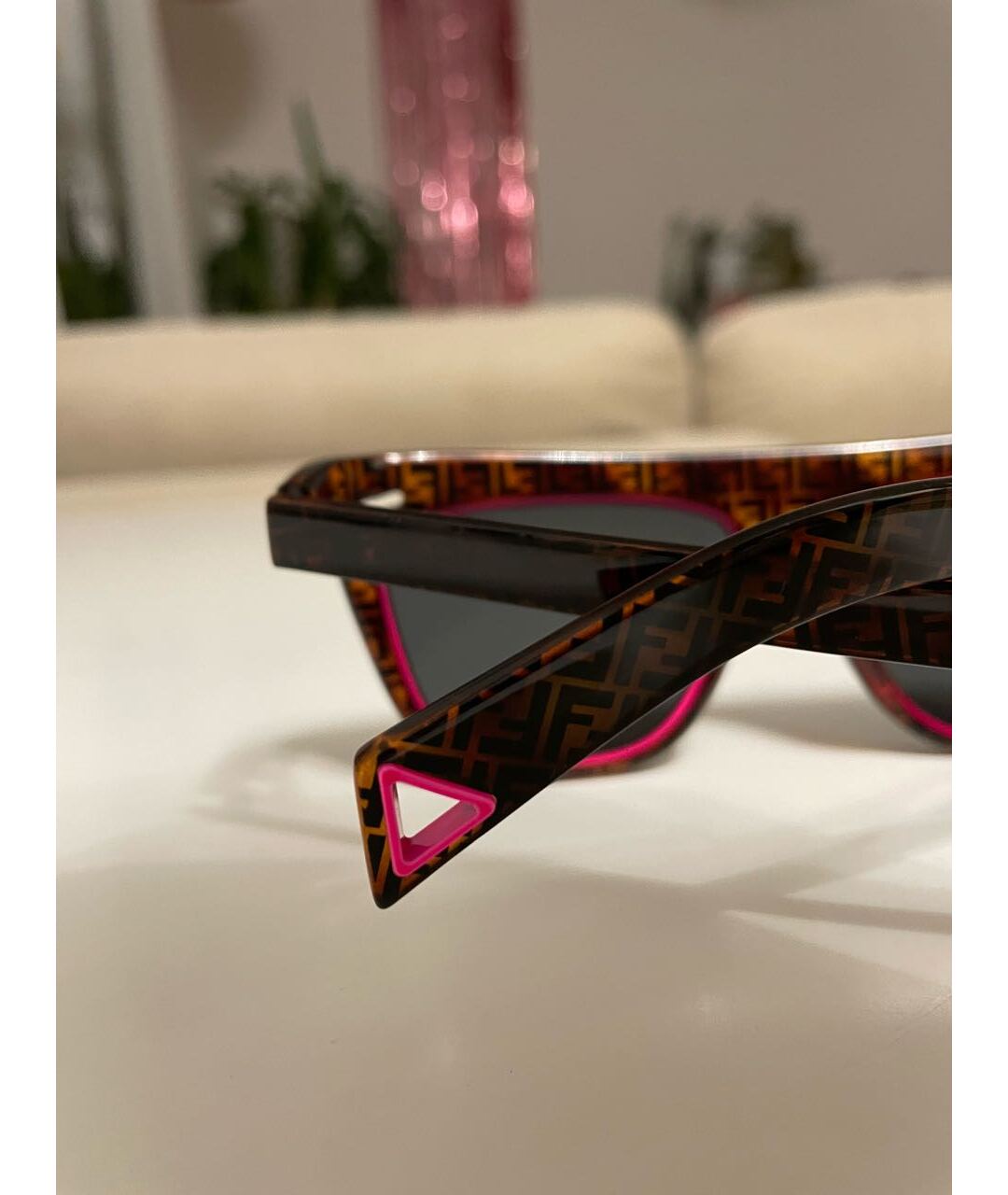 FENDI Коричневые пластиковые солнцезащитные очки, фото 5