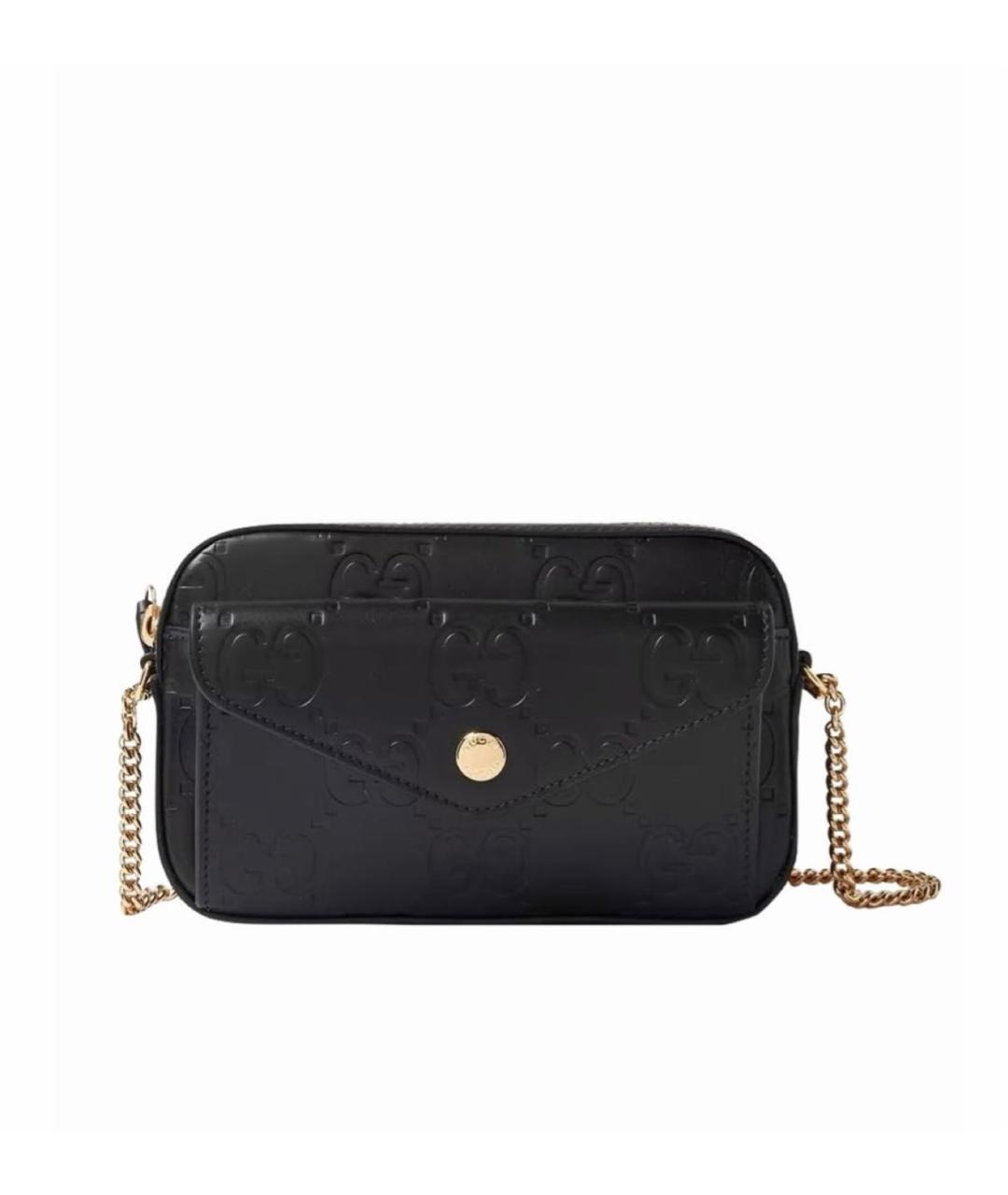 GUCCI Черная кожаная сумка через плечо, фото 5