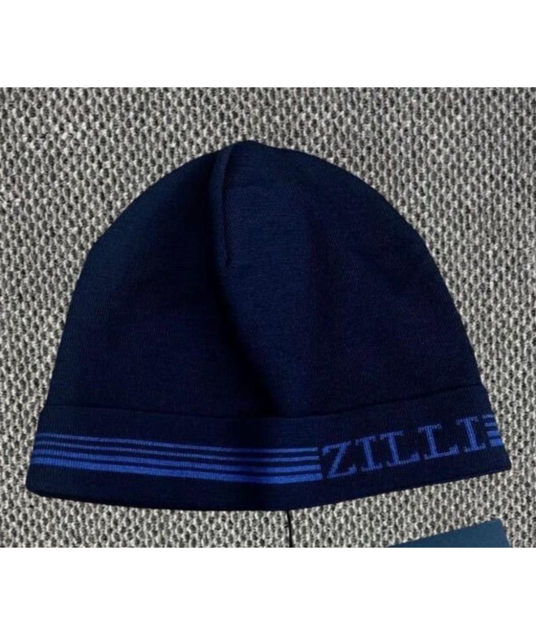 ZILLI Темно-синяя шерстяная шапка, фото 7