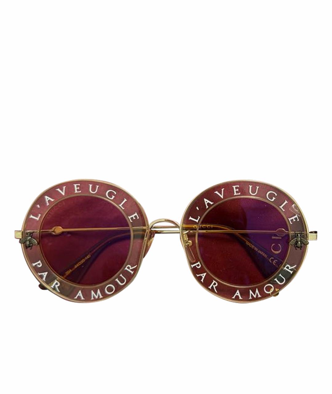 GUCCI Розовые металлические солнцезащитные очки, фото 1