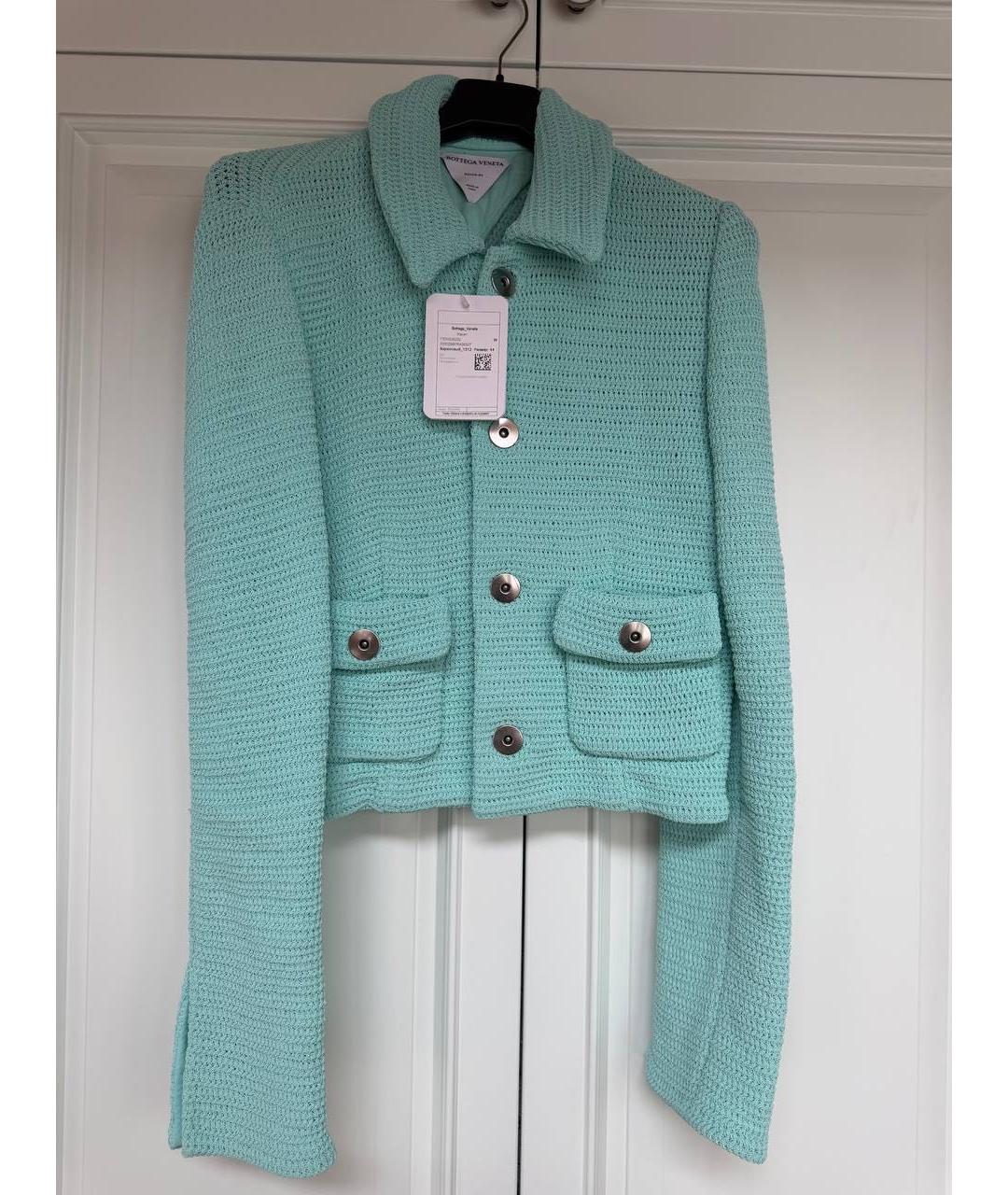 BOTTEGA VENETA Бирюзовый хлопковый жакет/пиджак, фото 7