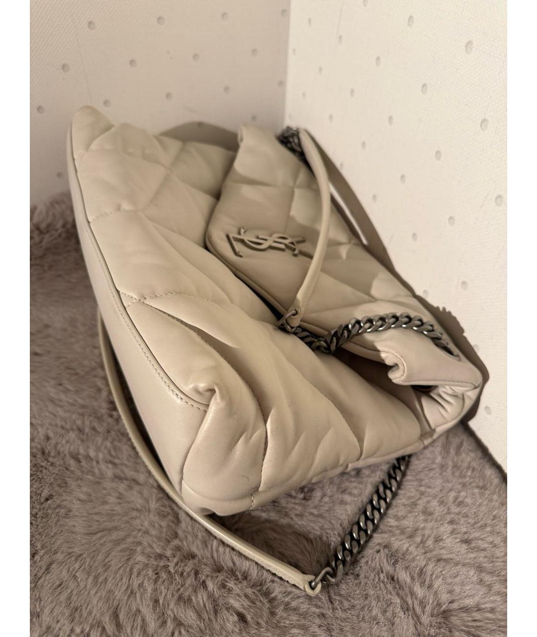 SAINT LAURENT Бежевая кожаная сумка через плечо, фото 2