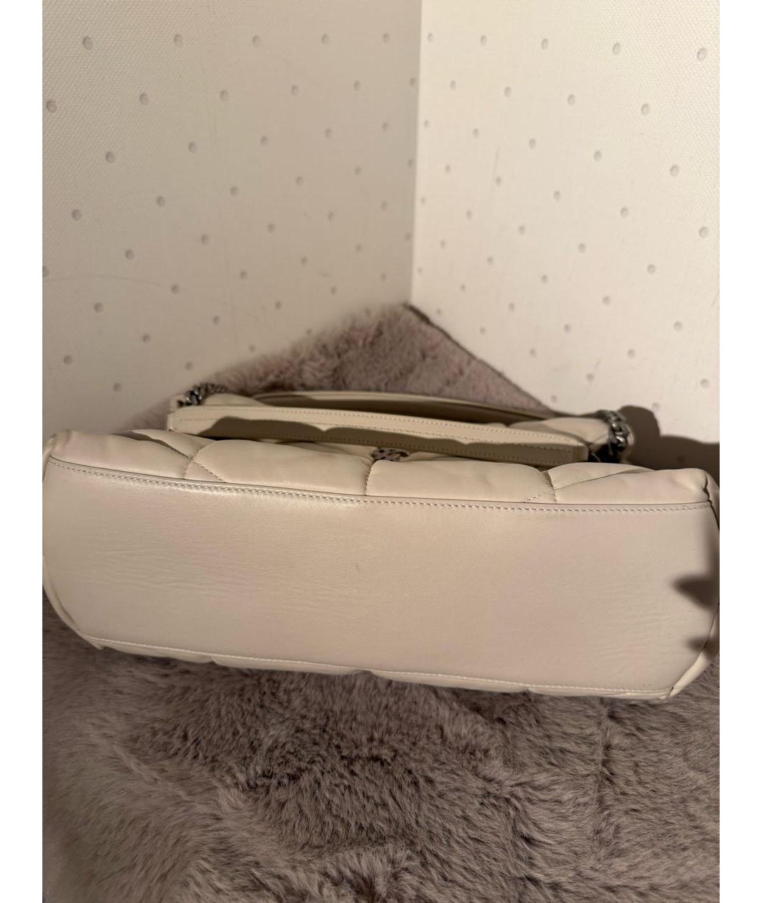 SAINT LAURENT Бежевая кожаная сумка через плечо, фото 5