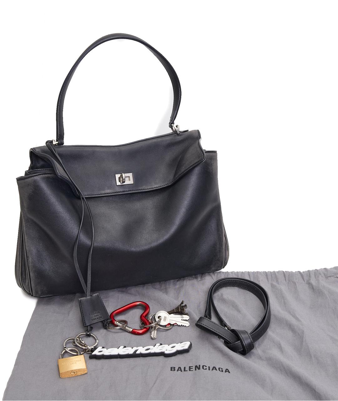 BALENCIAGA Черная кожаная сумка через плечо, фото 4