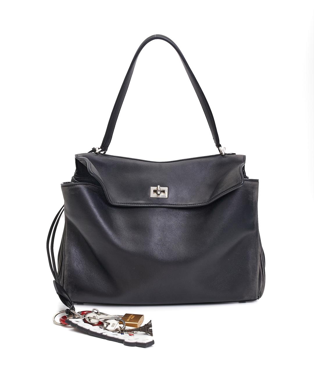 BALENCIAGA Черная кожаная сумка через плечо, фото 9