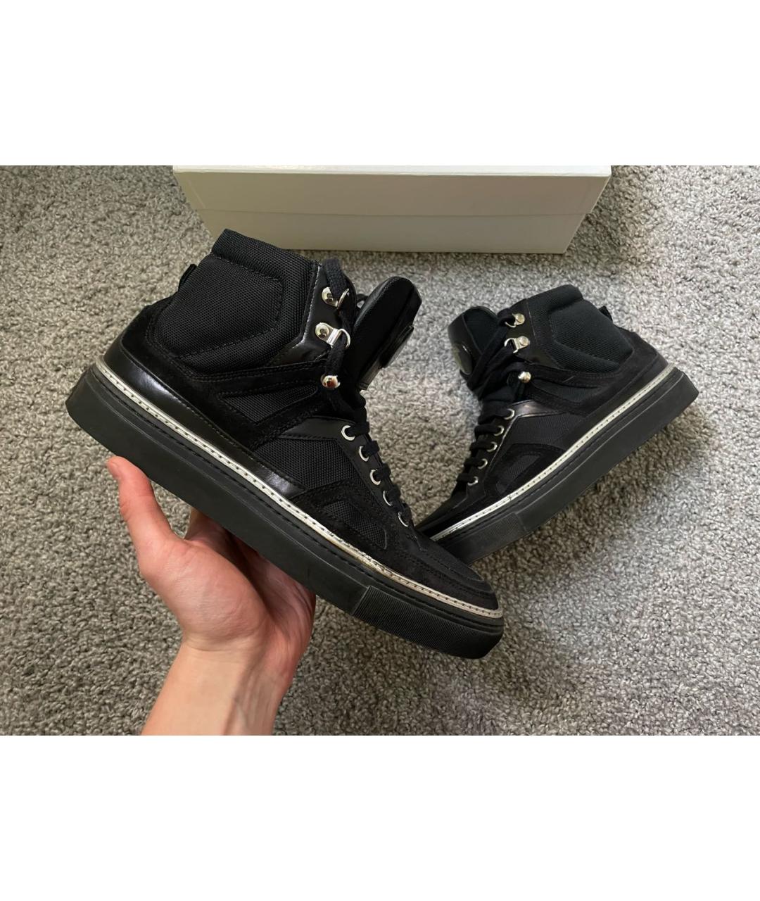 VERSACE Черные текстильные высокие кроссовки / кеды, фото 8