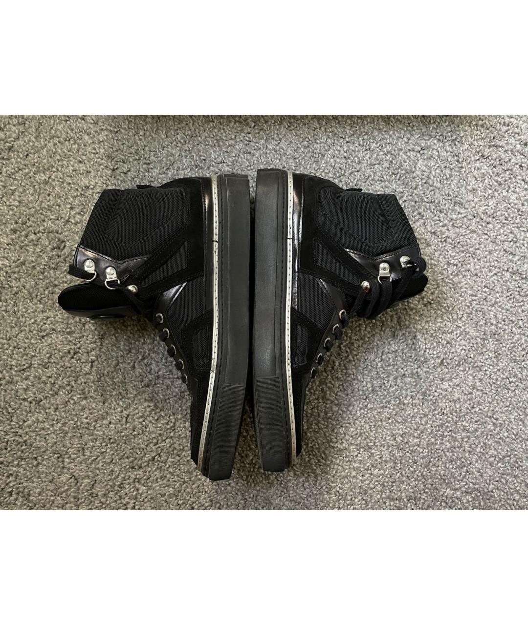 VERSACE Черные текстильные высокие кроссовки / кеды, фото 2