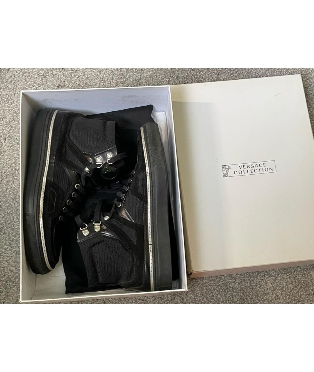 VERSACE Черные текстильные высокие кроссовки / кеды, фото 7