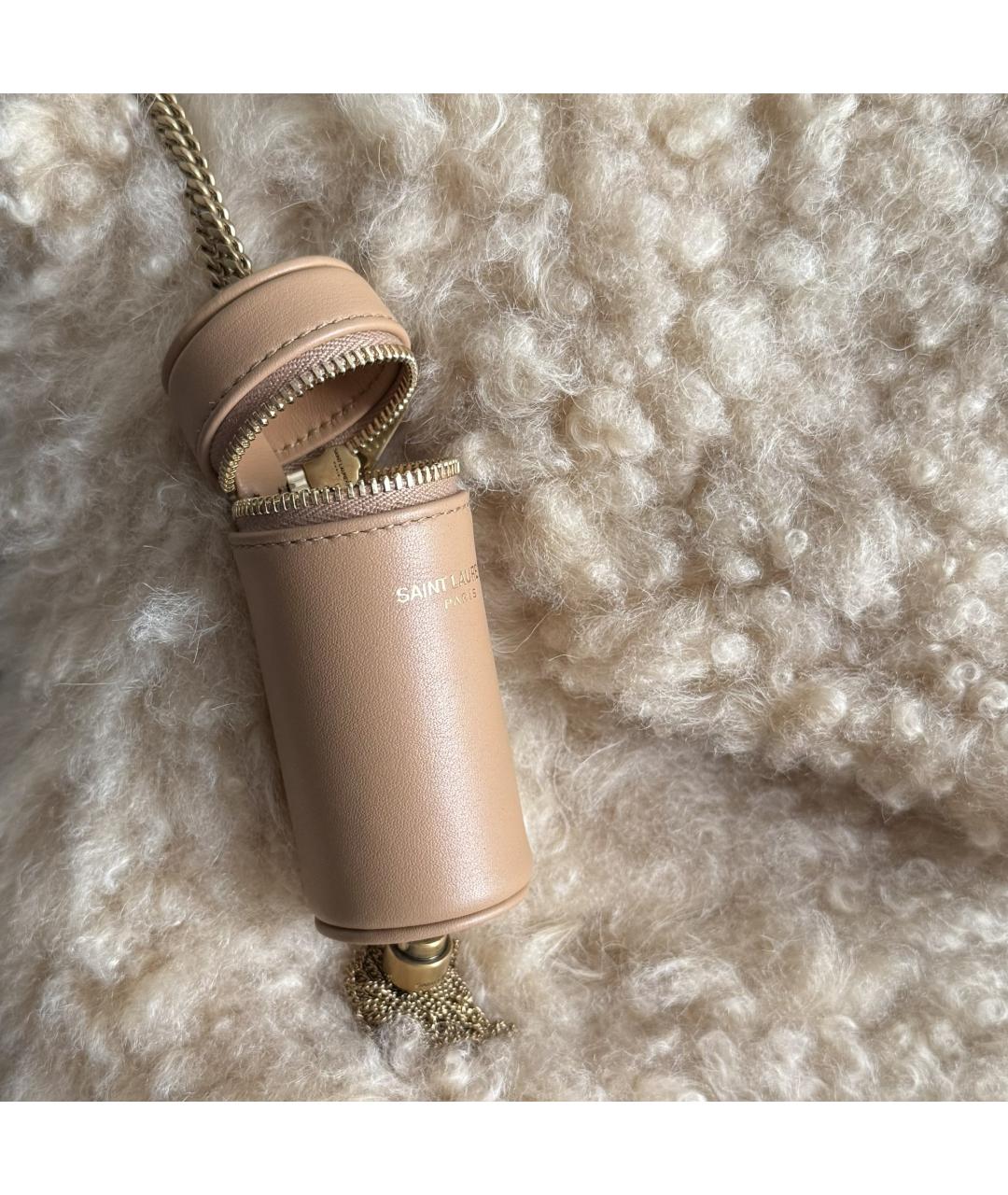 SAINT LAURENT Бежевая шерстяная сумка через плечо, фото 6