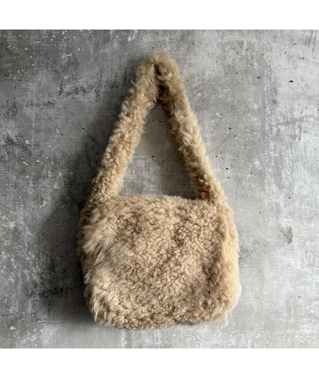 SAINT LAURENT Бежевая шерстяная сумка через плечо, фото 4