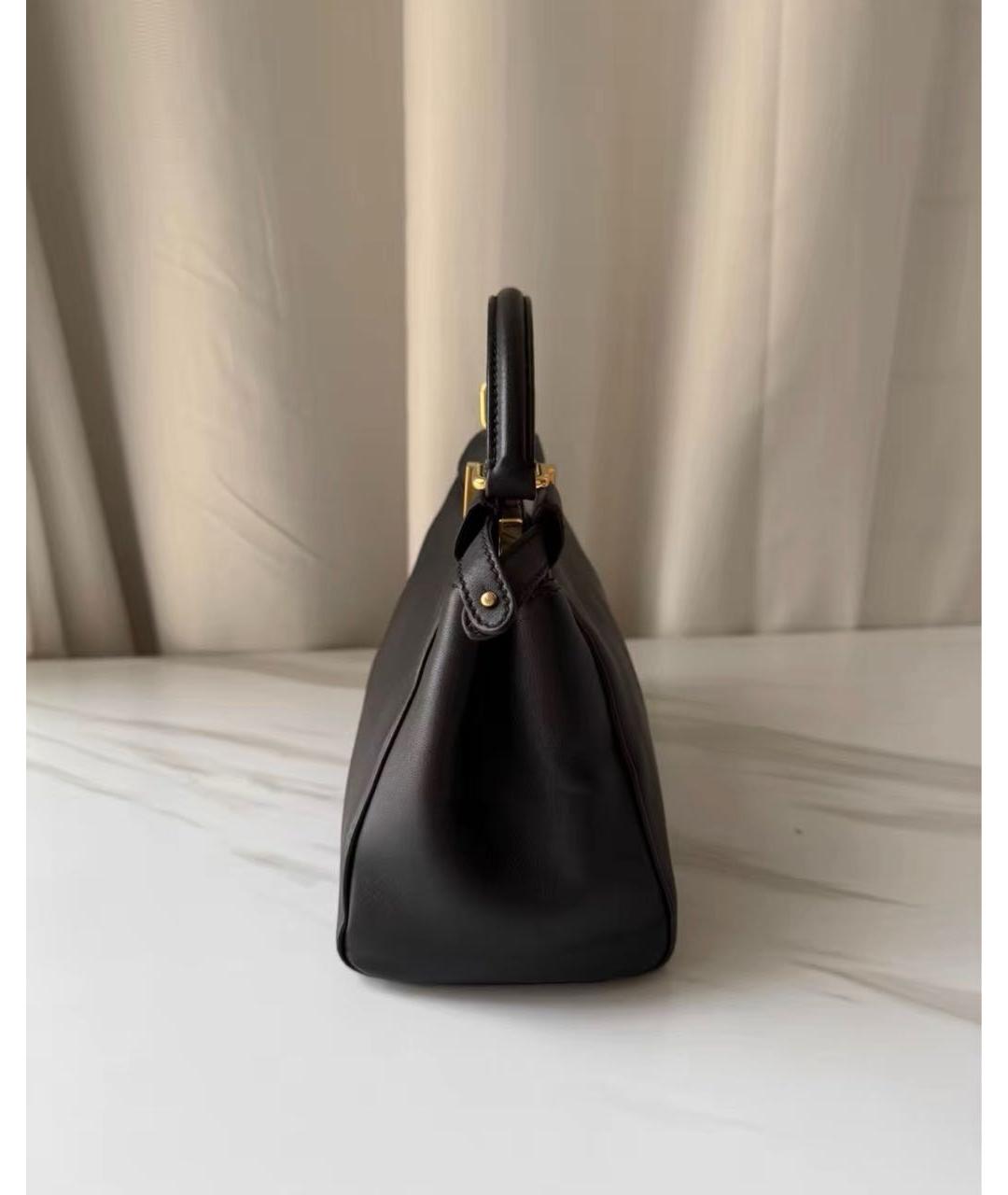 FENDI Черная кожаная сумка с короткими ручками, фото 5