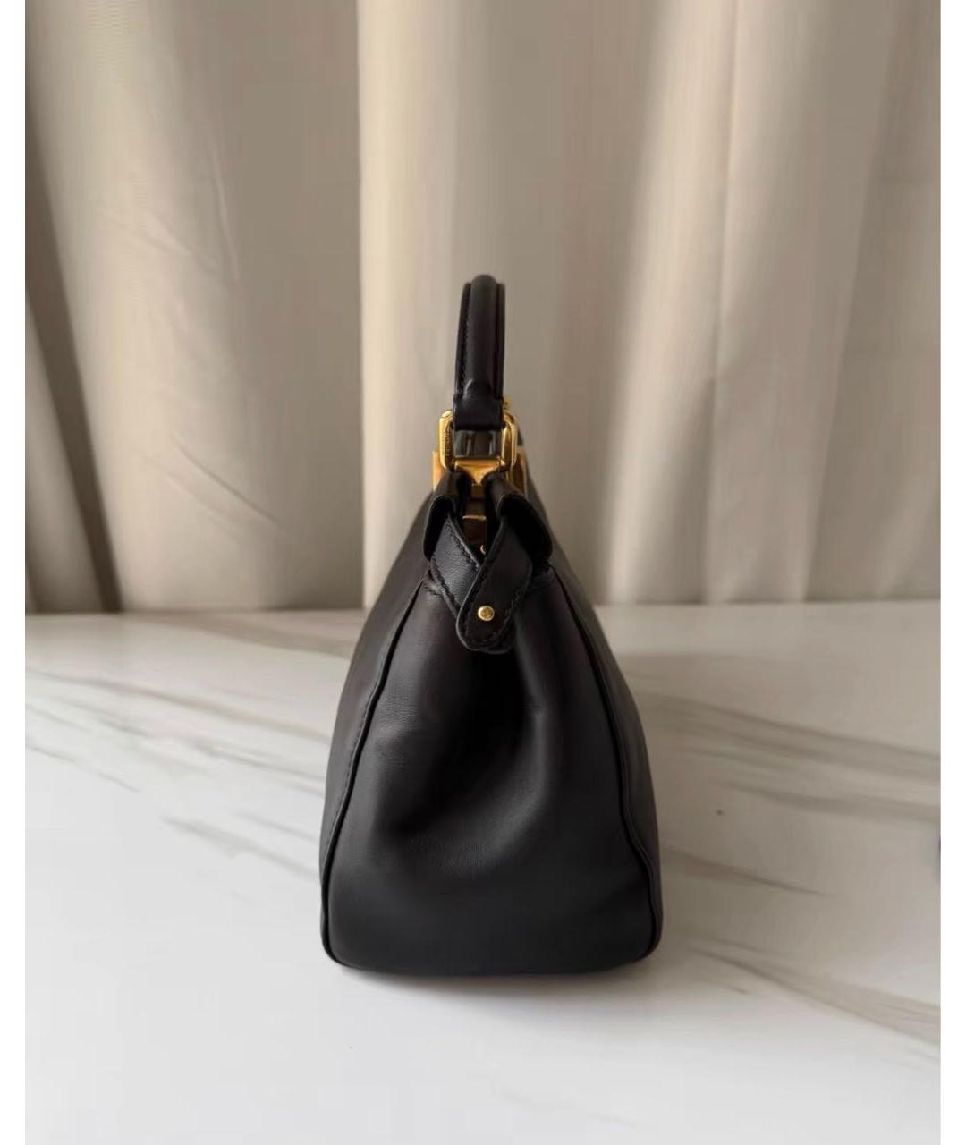 FENDI Черная кожаная сумка с короткими ручками, фото 6