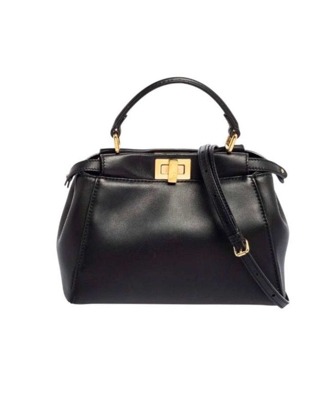 FENDI Черная кожаная сумка с короткими ручками, фото 9